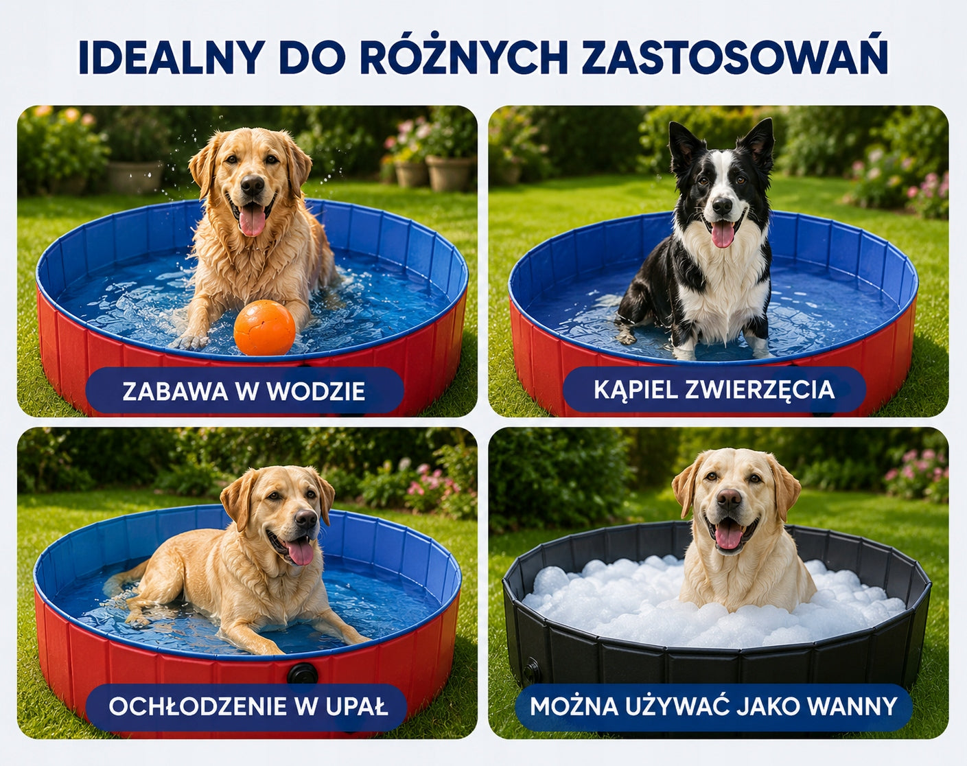 POWERFUL GARDEN ANIMAL DOG POOL FOR COOLING WASHING FOLDING 80x30cm XL Brand DOG POOL
