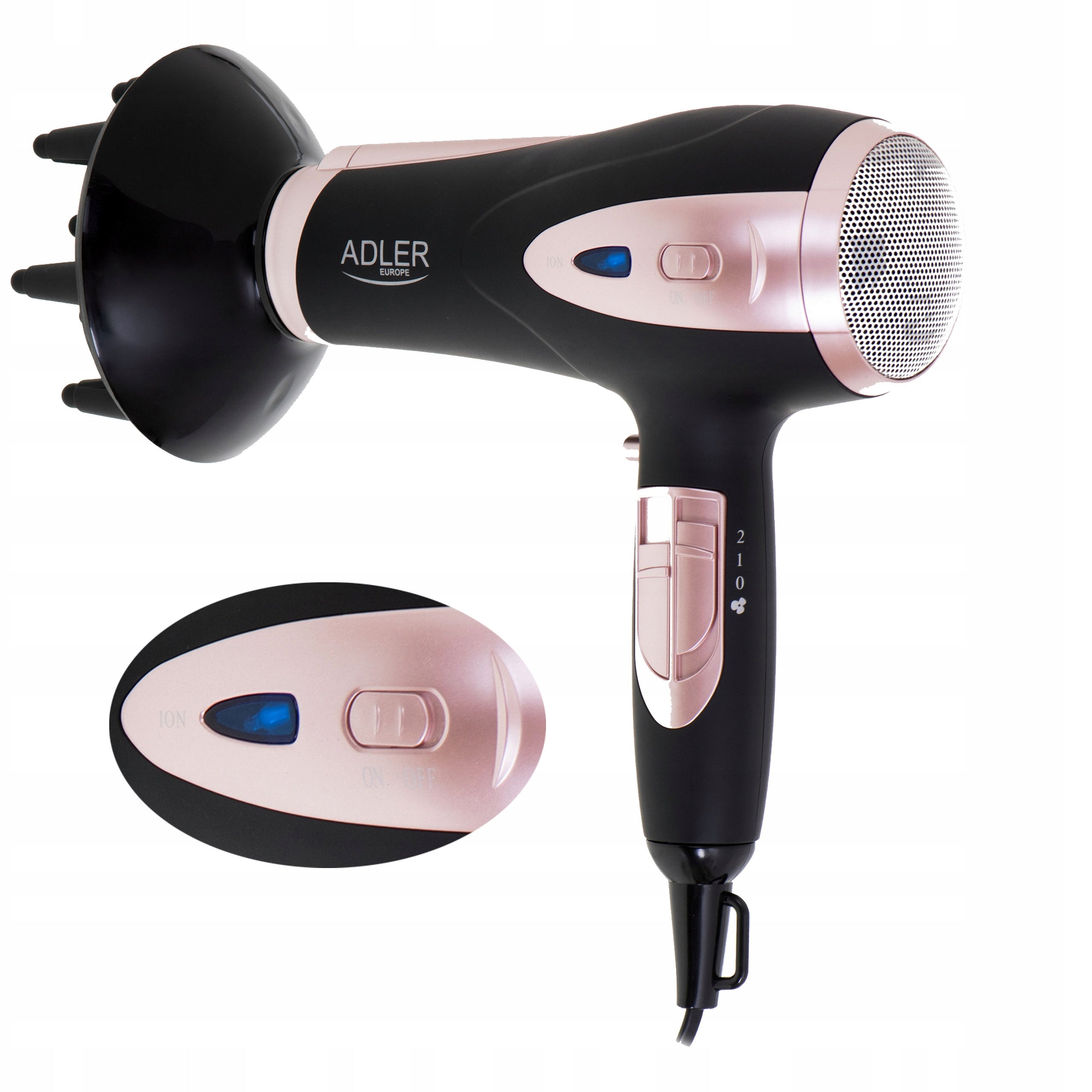 POWERFUL HAIR DRYER WITH IONIZATION DOES NOT ELECTRIFY HAIR COLD BLOW