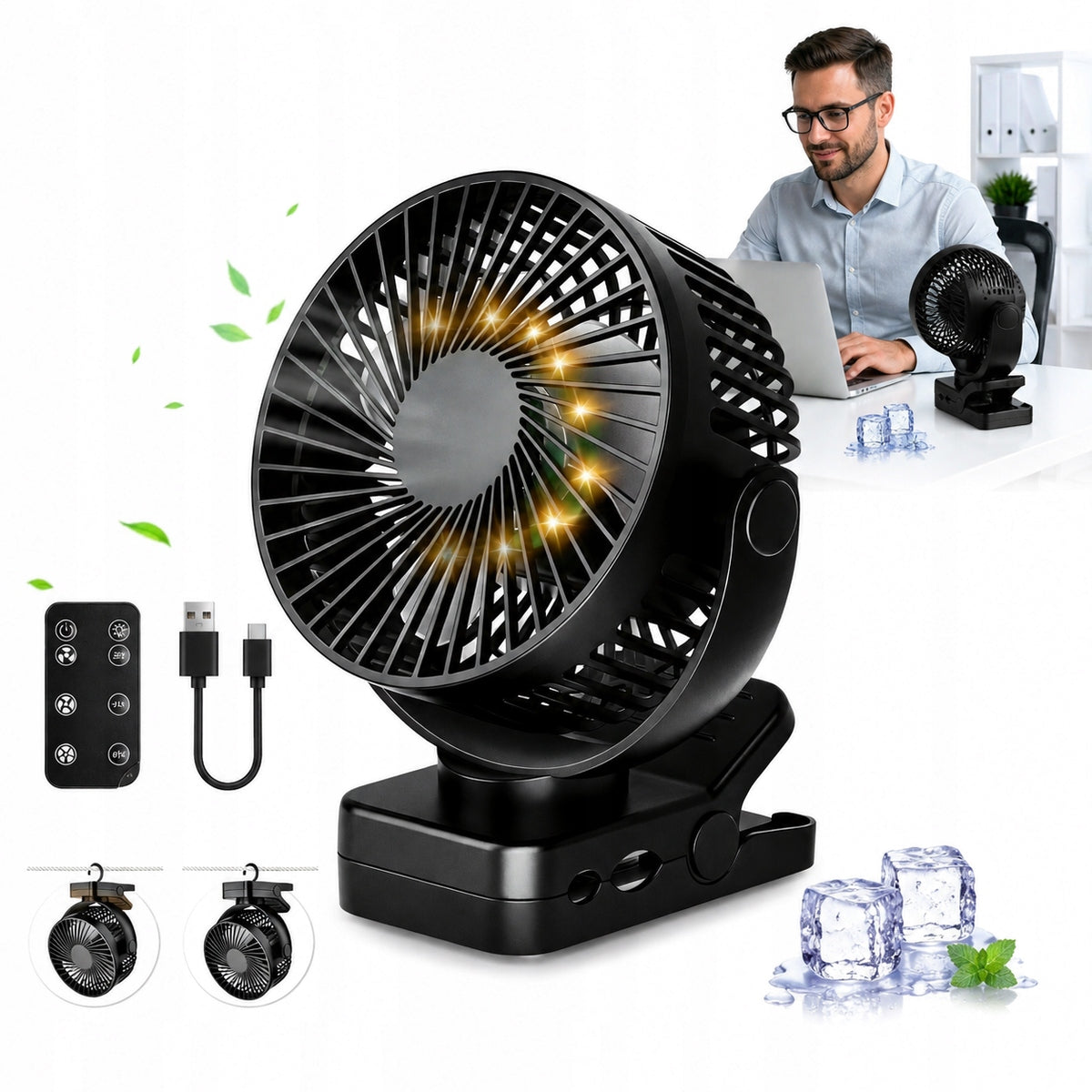POWERFUL HOME DESK FAN WITH USB CLIP 3 LEVELS QUIET