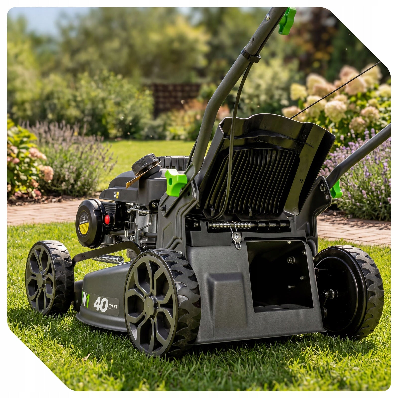 POWERFUL PETROL MOWER 3KM DRIVE ENGINE OHV+OIL 45L HEIGHT ADJUSTMENT 2IN1 Manufacturer code 45108WBR