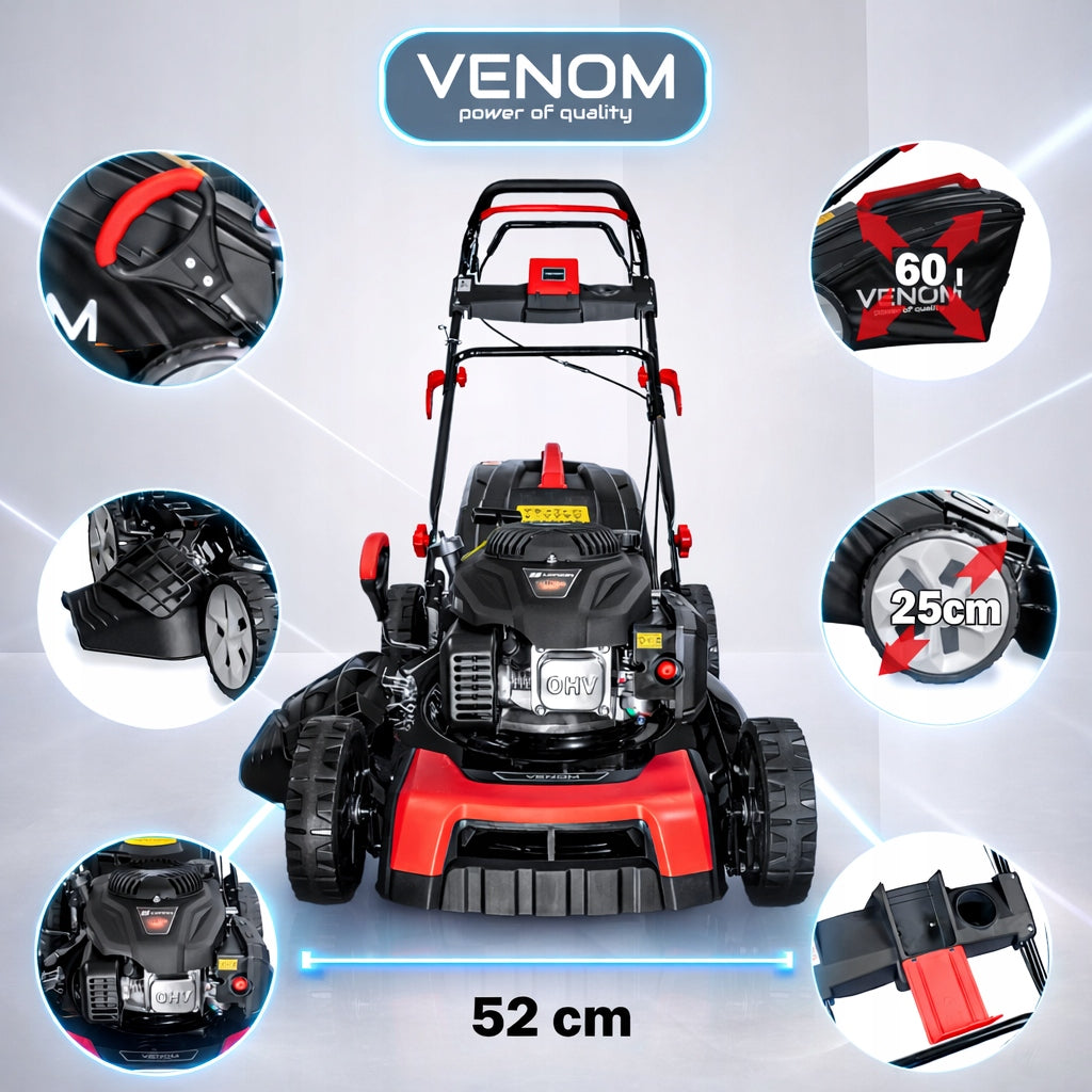 POWERFUL PETROL MOWER WITH DRIVE 53CM ENGINE LONCIN 196CC NEW MODEL 9IN1 Mowing width 53 cm