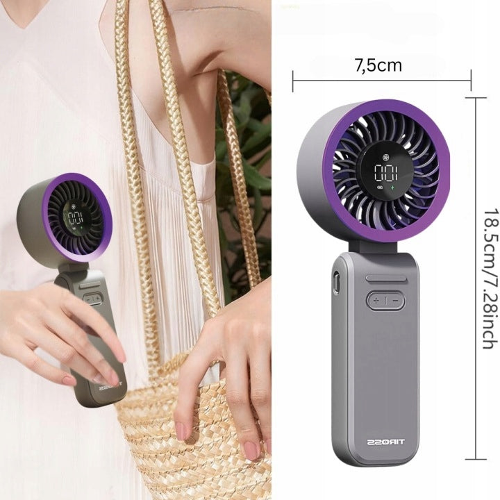 POWERFUL PORTABLE FAN FOLDING HANDHELD Fan USB-C LCD RECHARGEABLE Packaging status original