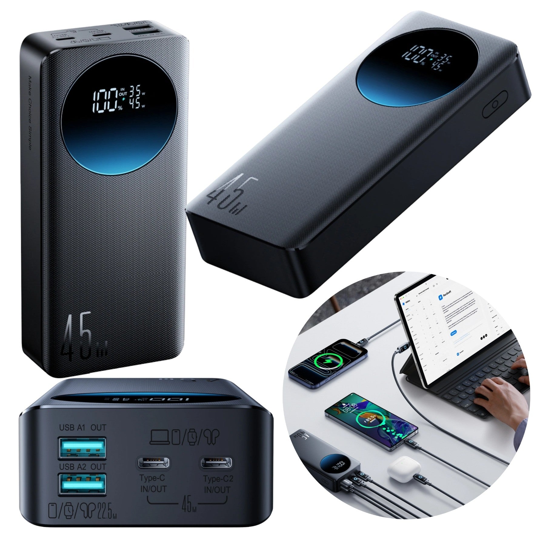 POWERFUL POWERBANK 20000mAh FAST 45W POWER BANK WITH USB-C DISPLAY