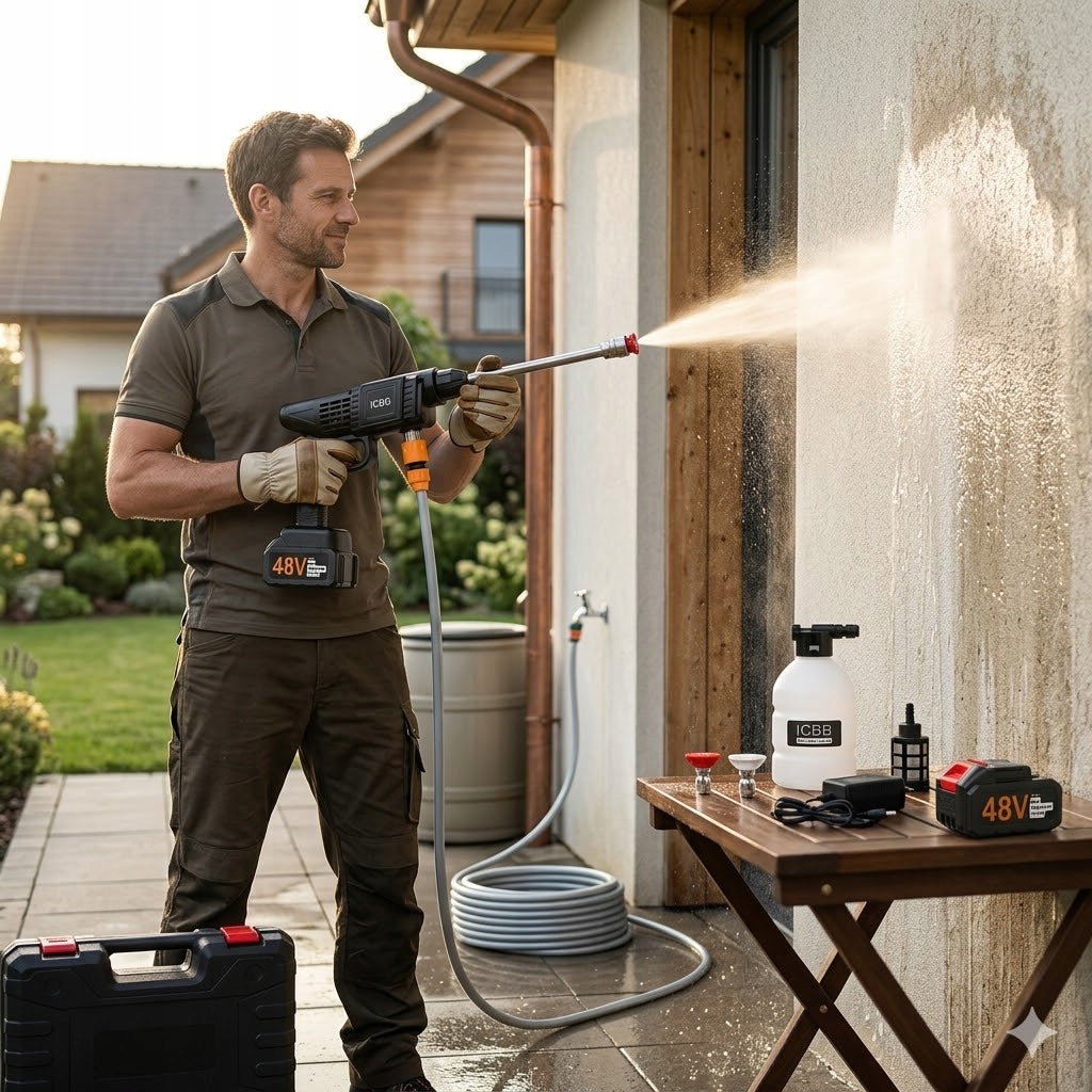 POWERFUL PRESSURE WASHER Cordless 48V 2x Aku SET Foamer Suitcase Manufacturer code Myjka Ciśnieniowa ICBB 48