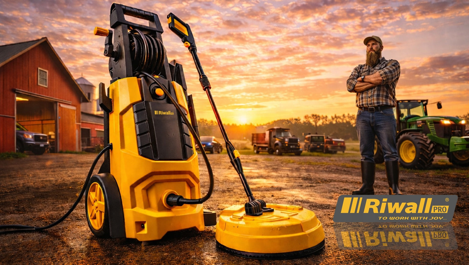 POWERFUL PRESSURE WASHER RIWALL REPW180M + 3 BRUSHES + WEIGHT FOR CAN 360BAR EW Packaging status original