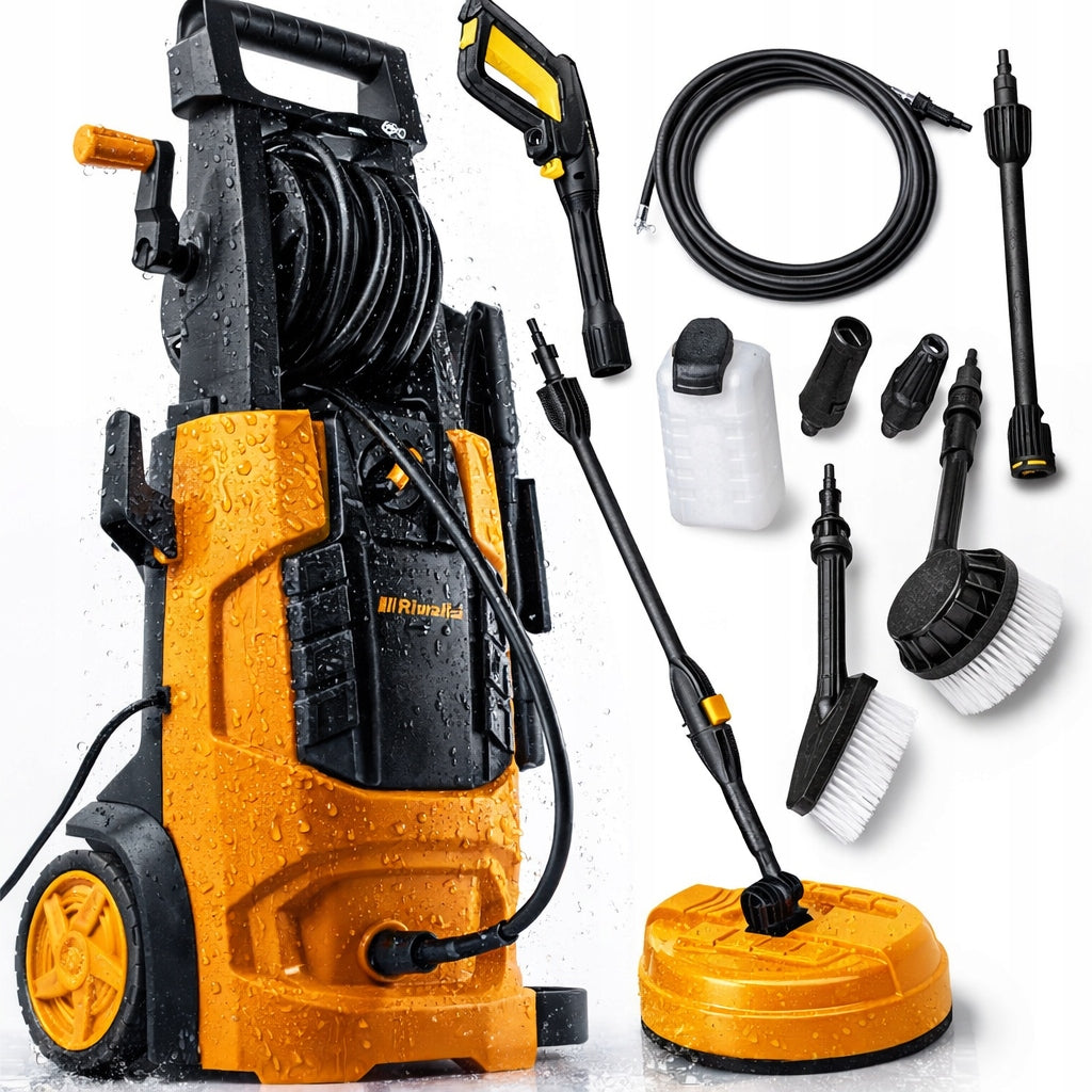POWERFUL PRESSURE WASHER RIWALL REPW180M + 3 BRUSHES + WEIGHT FOR CAN 360BAR EW