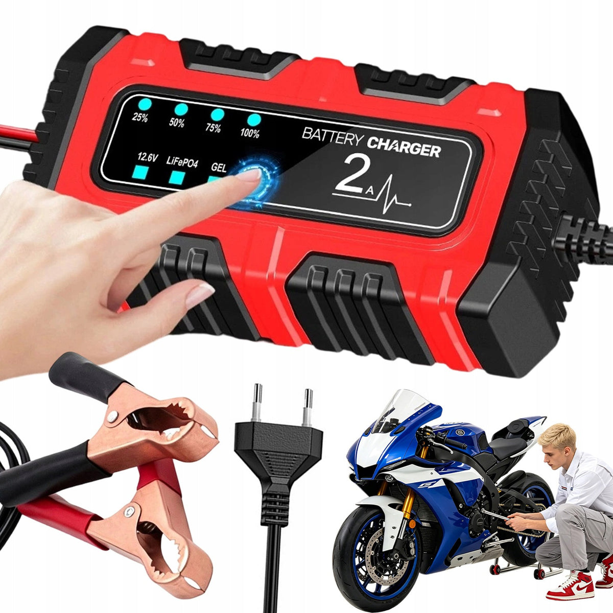 POWERFUL SMART CAR RECTIFIER BATTERY CHARGER RED