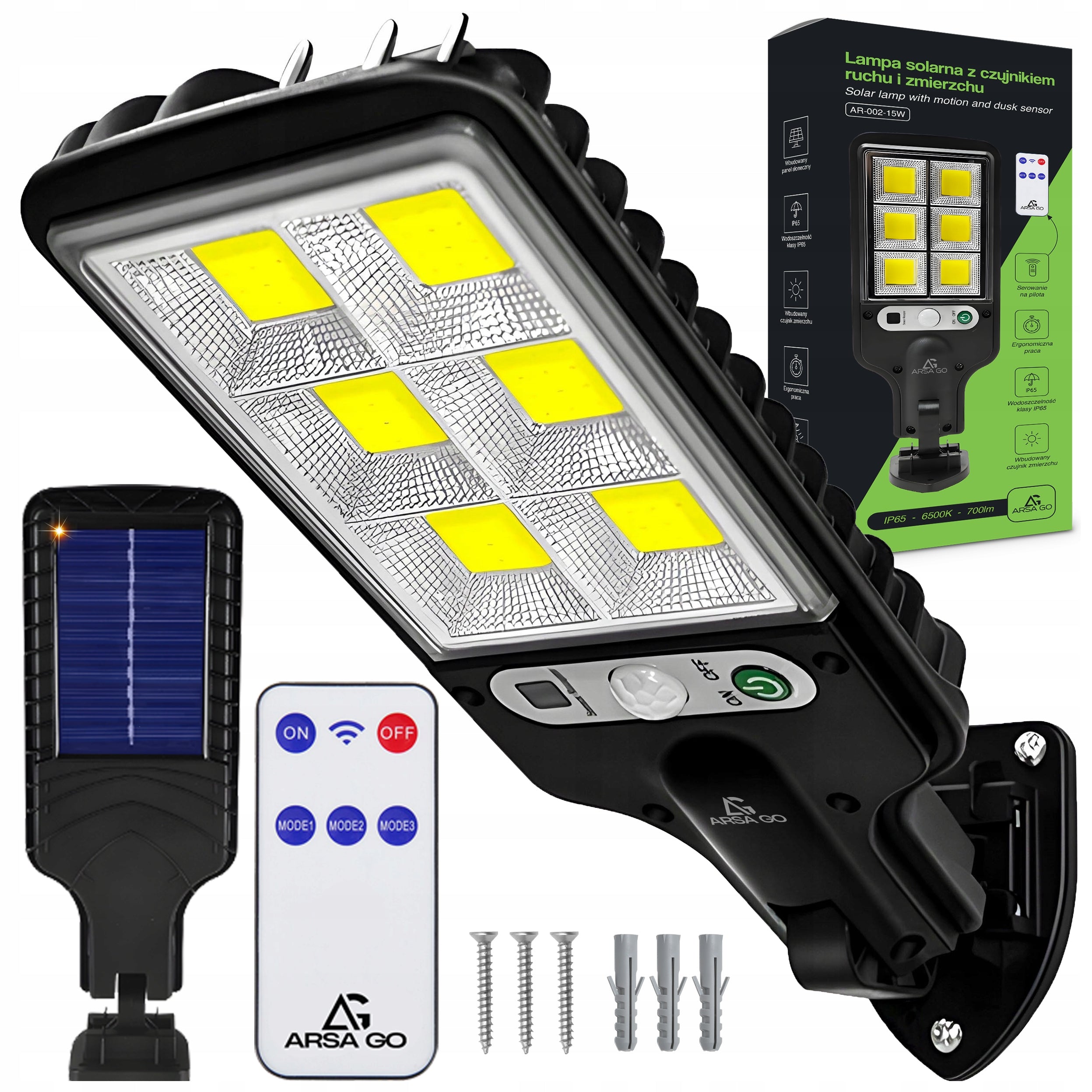 POWERFUL SOLAR LED GARDEN LAMP STREET MOTION AND DUSK SENSOR REMOTE CONTROL