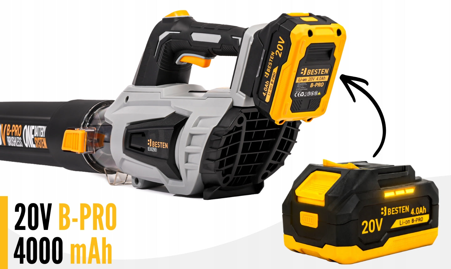 POWERFUL TURBO CORDLESS BLOWER FOR GARDEN LEAVES 4.0Ah 161km/h BESTEN Manufacturer code BE0002909