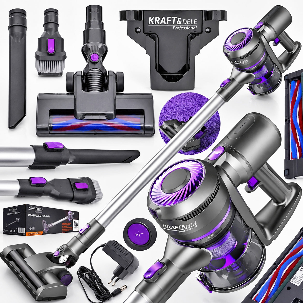 POWERFUL UPRIGHT VACUUM CLEANER CORDLESS HANDHELD CYCLONE KD471