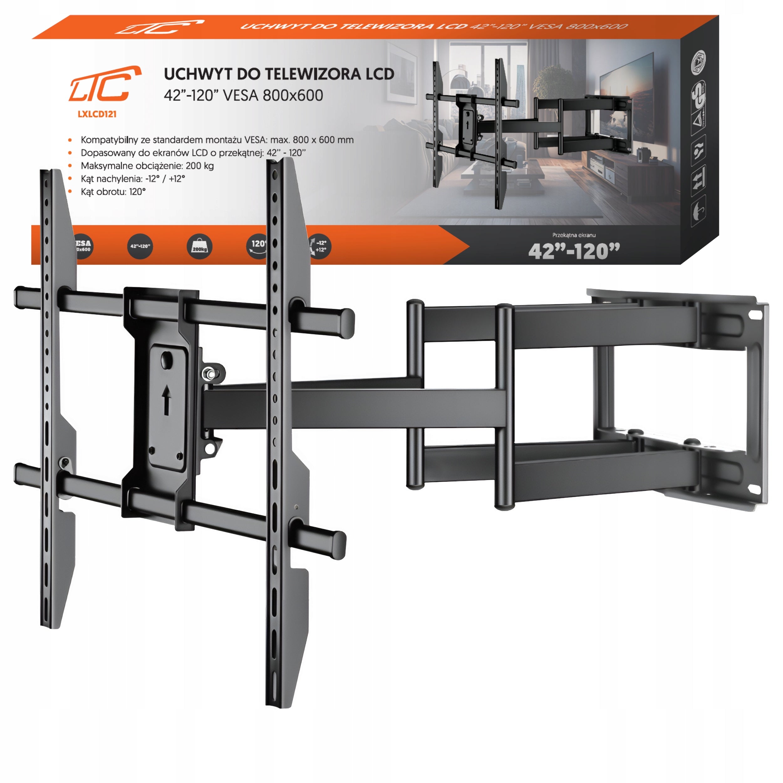 POWERFUL WALL MOUNT FOR LCD TV 42-120INCH LONG ARM ADJUSTMENT