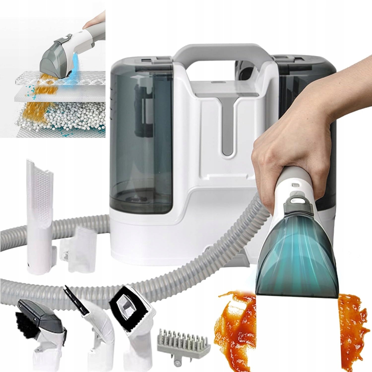 POWERFUL WET DRY CLEANING VACUUM CLEANER FOR CARPETS WITH 6 CLEANING HEADS