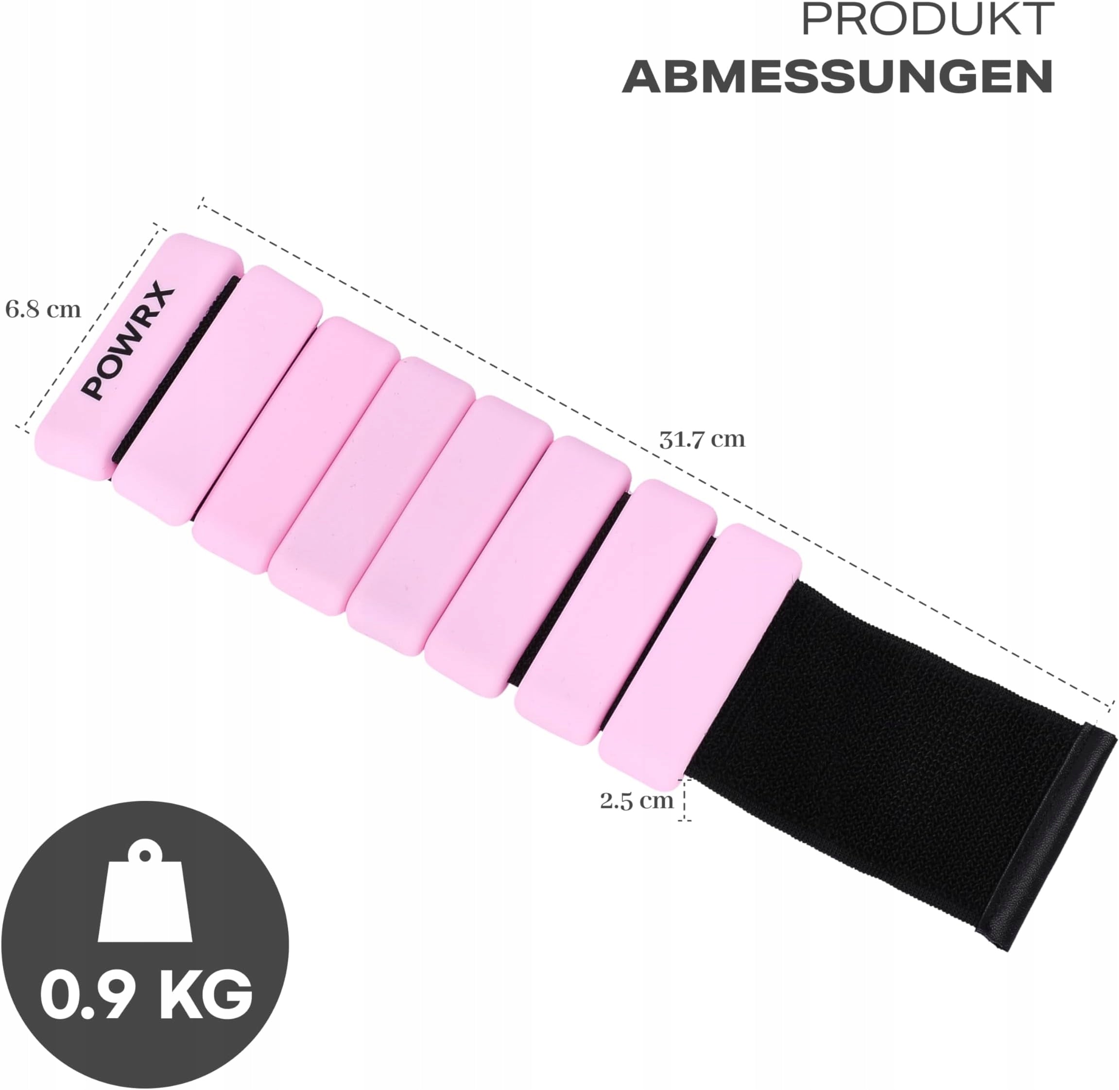 POWERX ANKLE WEIGHTS 2 X 0.5 KG SILICONE FOR RUNNING PINK Manufacturer code POWRX 2 X 0.5KG