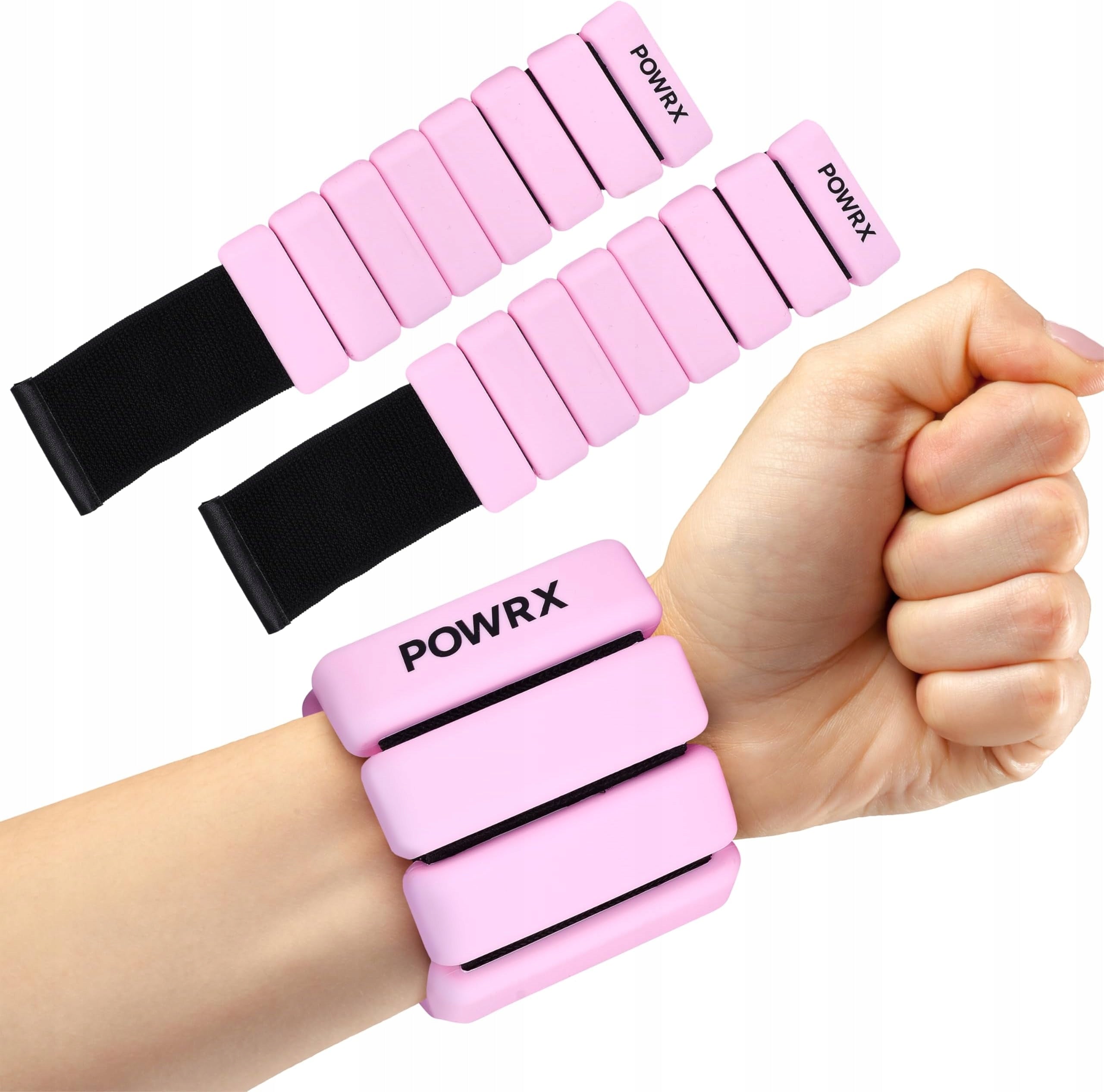 POWERX ANKLE WEIGHTS 2 X 0.5 KG SILICONE FOR RUNNING PINK