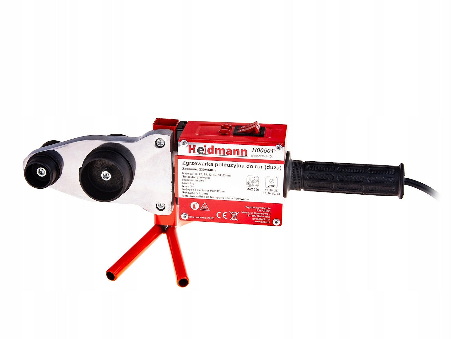PP PVC PIPE WELDING MACHINE 2700W HEIDMANN 16-63mm SET Manufacturer code H00501