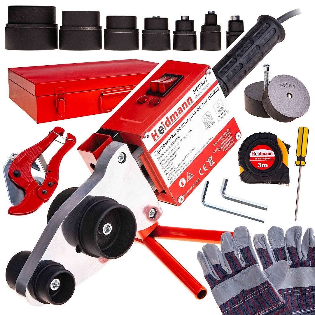 PP PVC PIPE WELDING MACHINE 2700W HEIDMANN 16-63mm SET