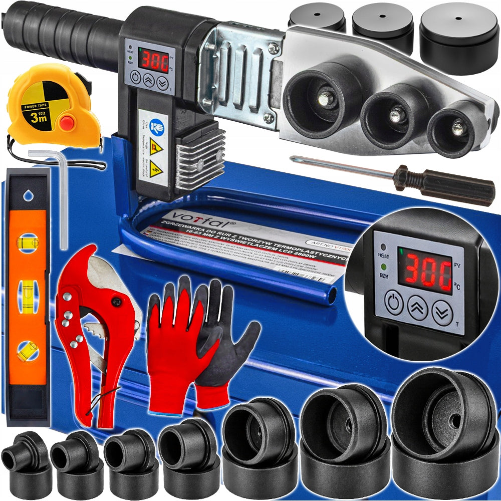PP PVC POLYFUSION PIPE WELDING MACHINE WITH 2800W DISPLAY MATRIX CASE