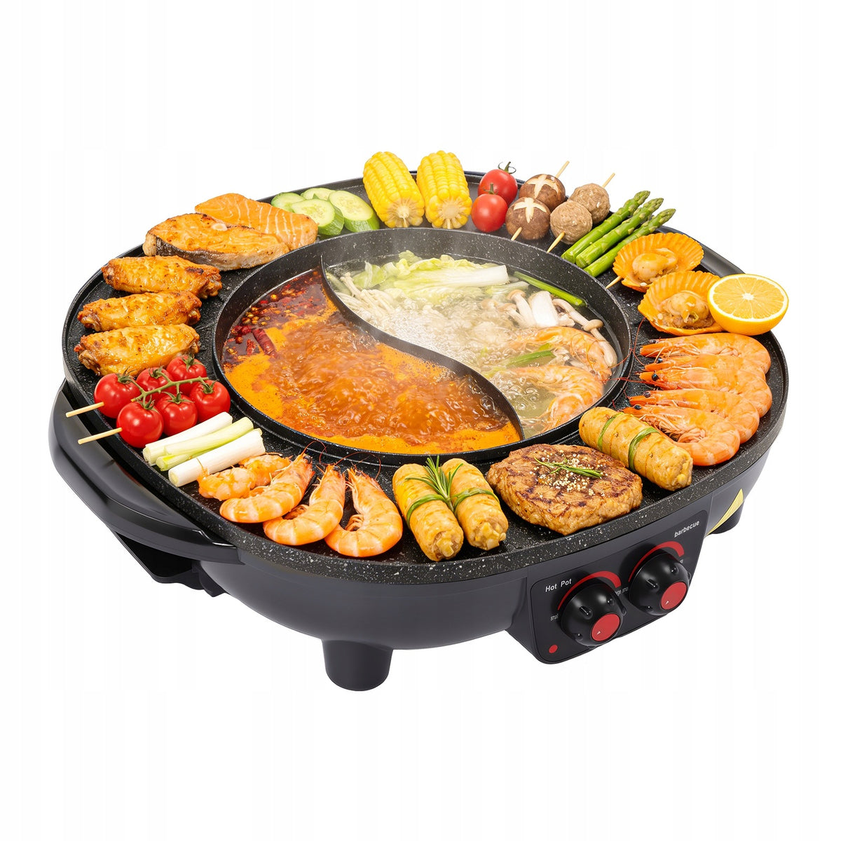 PRACTICAL ELECTRIC GRILL HOT POT, 49X42X12CM, 2000W, 3L, 26CM, 5-6P