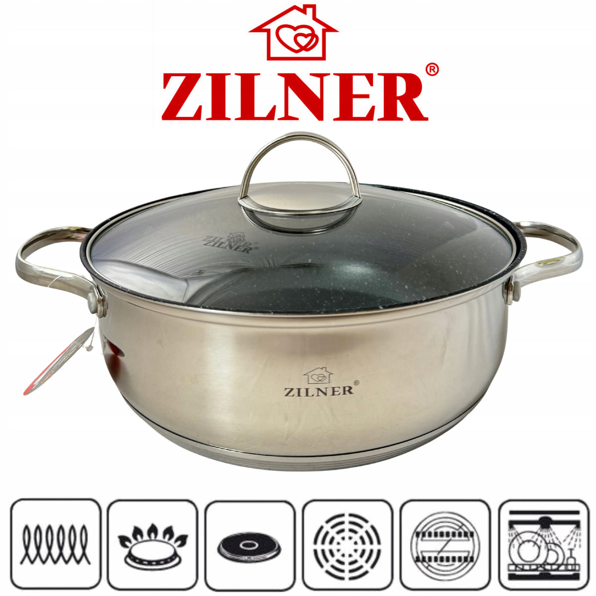 PRACTICAL LOW pot 28cm 6.5L WITH NON-STICK COATING STEEL NRDZ. Packaging status original