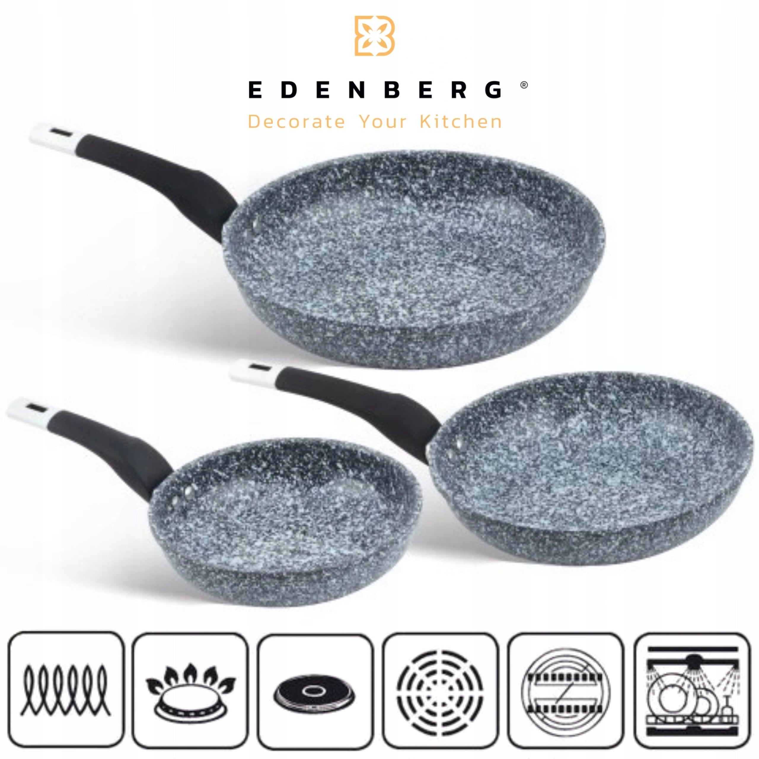PRACTICAL SET OF NON-STICK pans 20,24,28cm MARBLED INDUCTION EAN (GTIN) 5904268952826