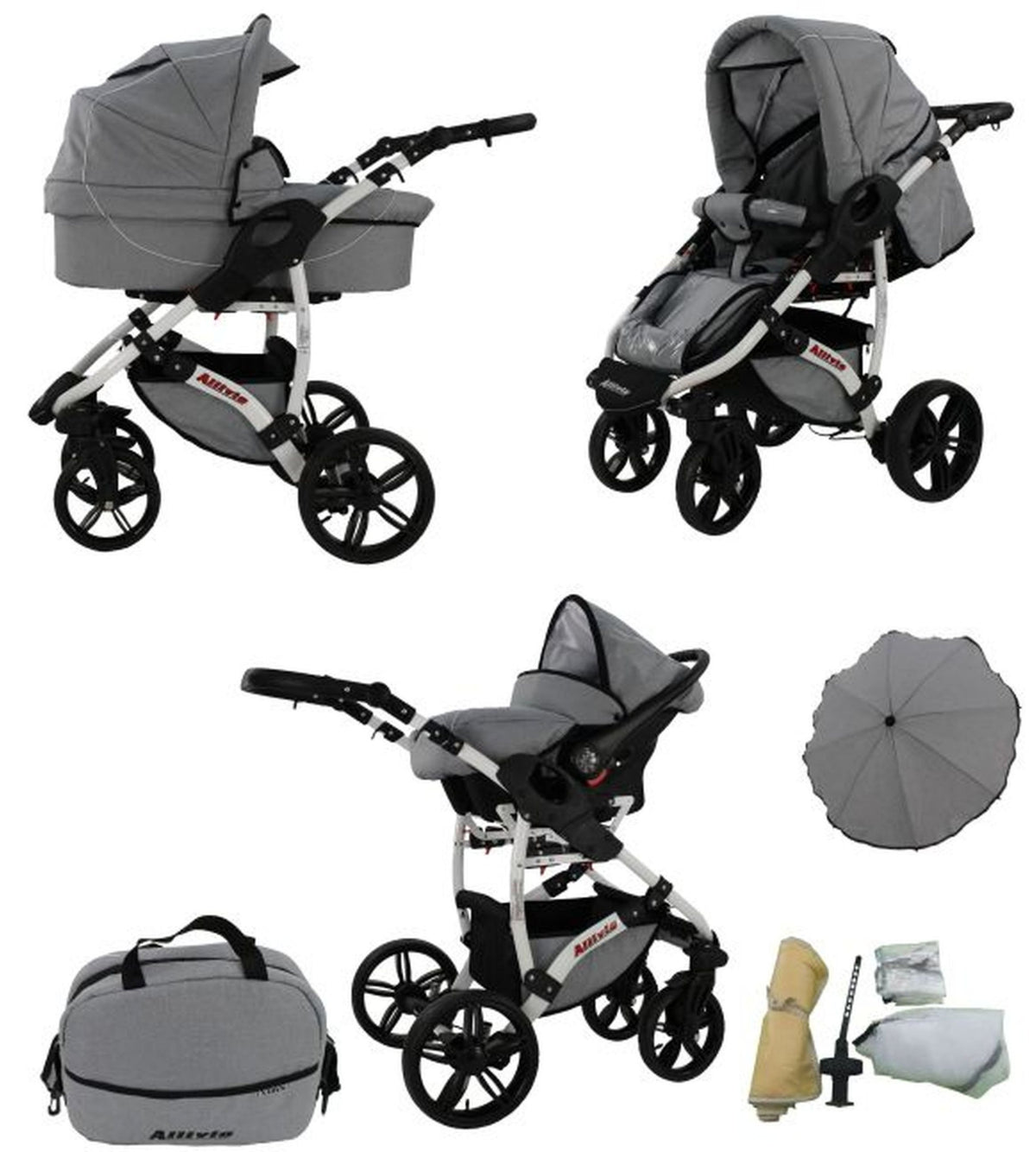 PRAM ALLIVIO LEN 3IN1 WHITE FRAME KAREX