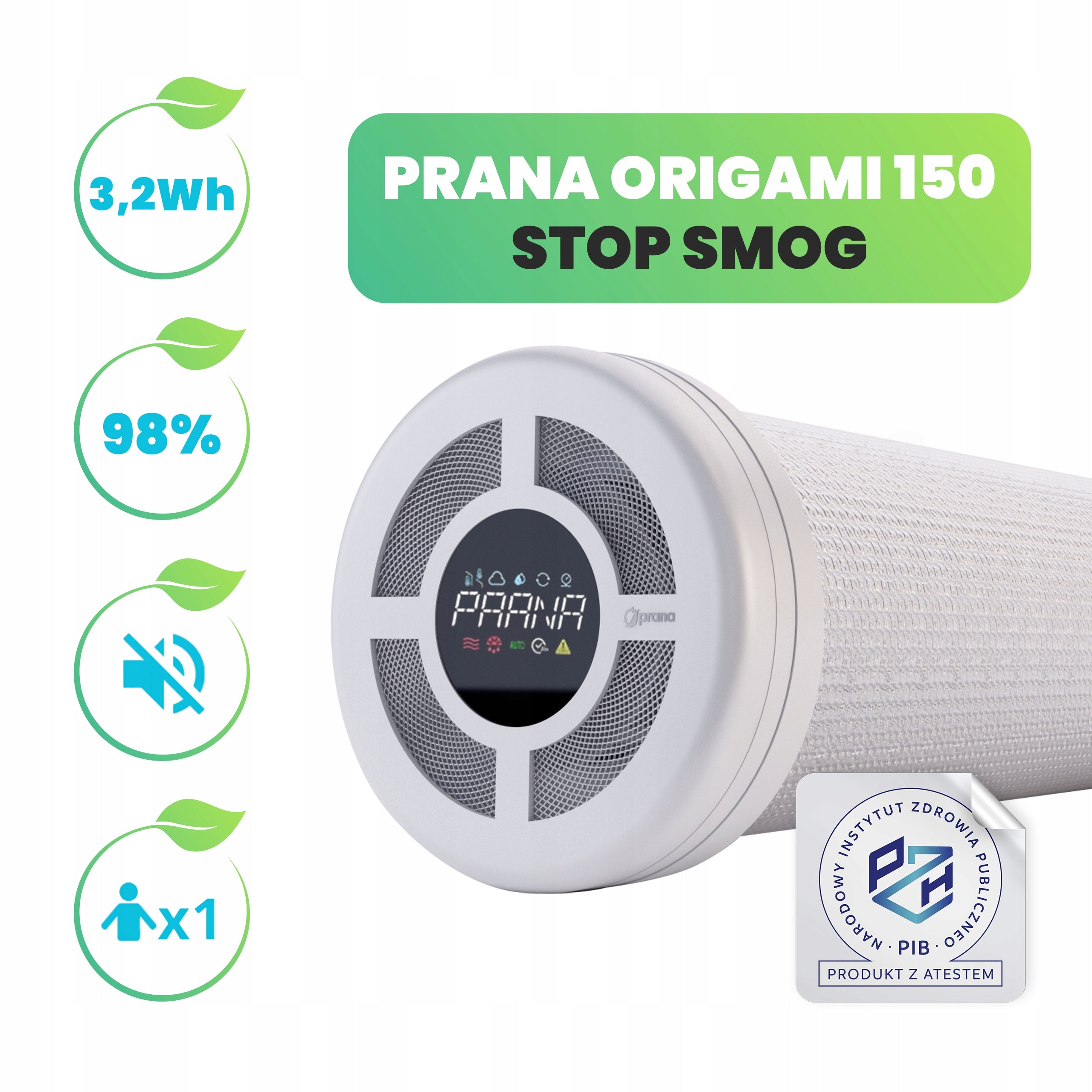 PRANA Recuperator Wall Filter ORIGAMI 150 STOP SMOG 700mm REMOTE CONTROL WiFi Packaging status original