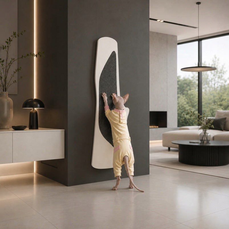 PRASKA Wall Scratcher for Small Cat - Low Trunk with Felt 96cm NATURAL