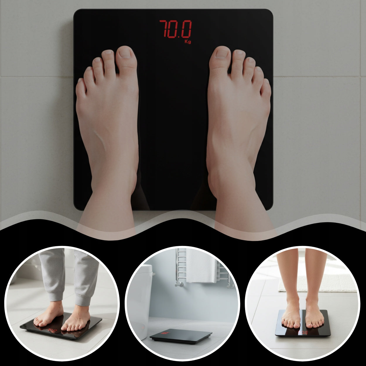 PRECISION BATHROOM SCALE ELECTRONIC GLASS ACCURATE BLACK 150KG Brand no brand