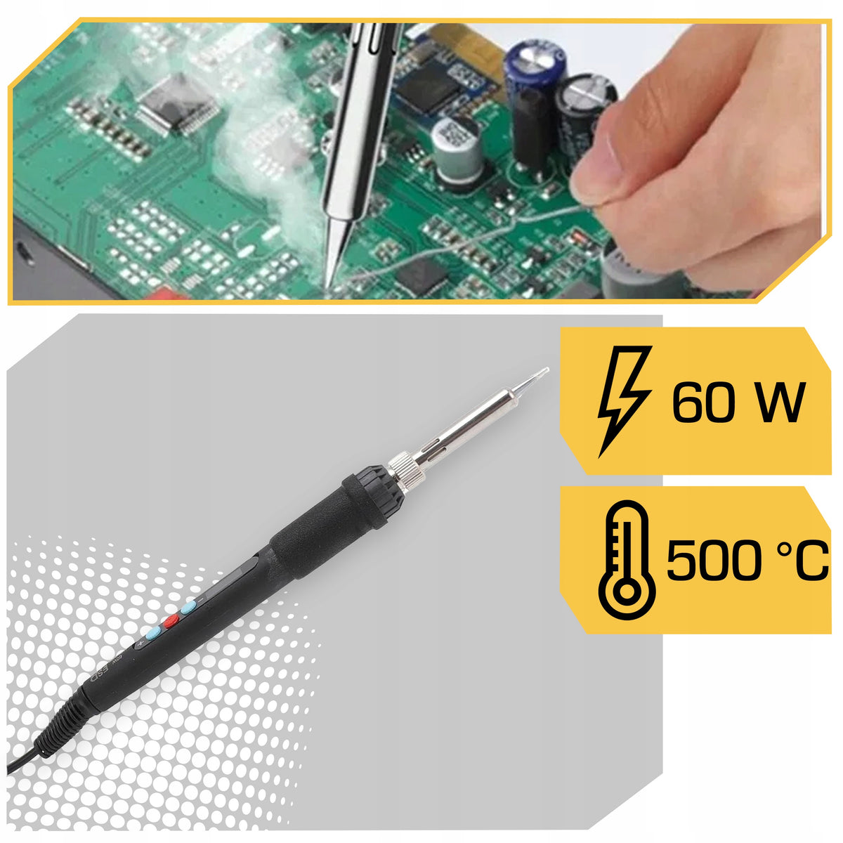 PRECISION SOLDERING IRON WITH TIP DISPLAY TECHREBAL 80W HIGH POWER Manufacturer code Lutownica precyzyjna elektryczna duża moc
