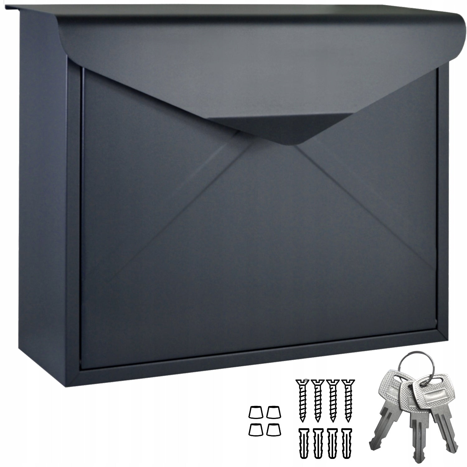 PREMIUM ANTHRACITE MATTE LETTER BOX LARGE C4 + 3 KEYS, SCREWS