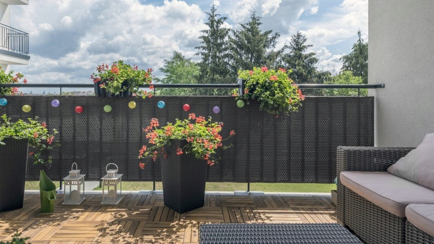 PREMIUM BALCONY COVER 1x5m RATTAN BALCONY TERRACE MAT ANTHRACITE UV+ Brand Linarem SiatkiSieci