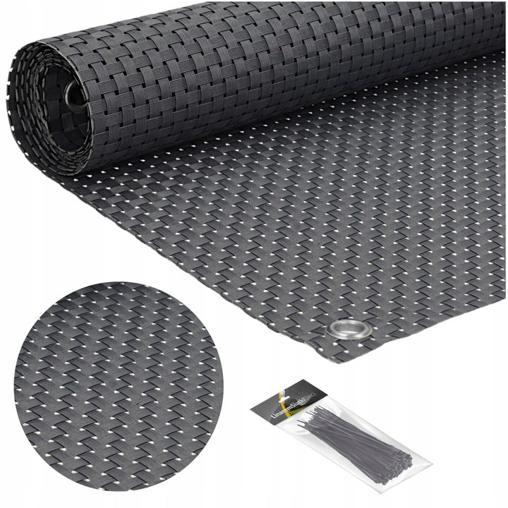 PREMIUM BALCONY COVER 1x7m RATTAN BALCONY TERRACE MAT ANTHRACITE UV+