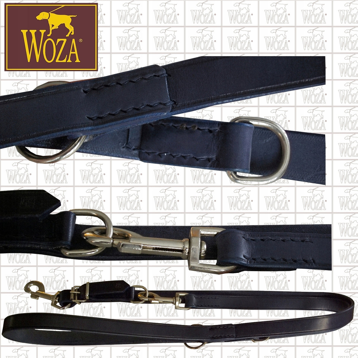 PREMIUM DOG LEASH WOZA LEATHER 25/200CM ROUND EDGES STRONG BECAUSE HAND-STITCHED