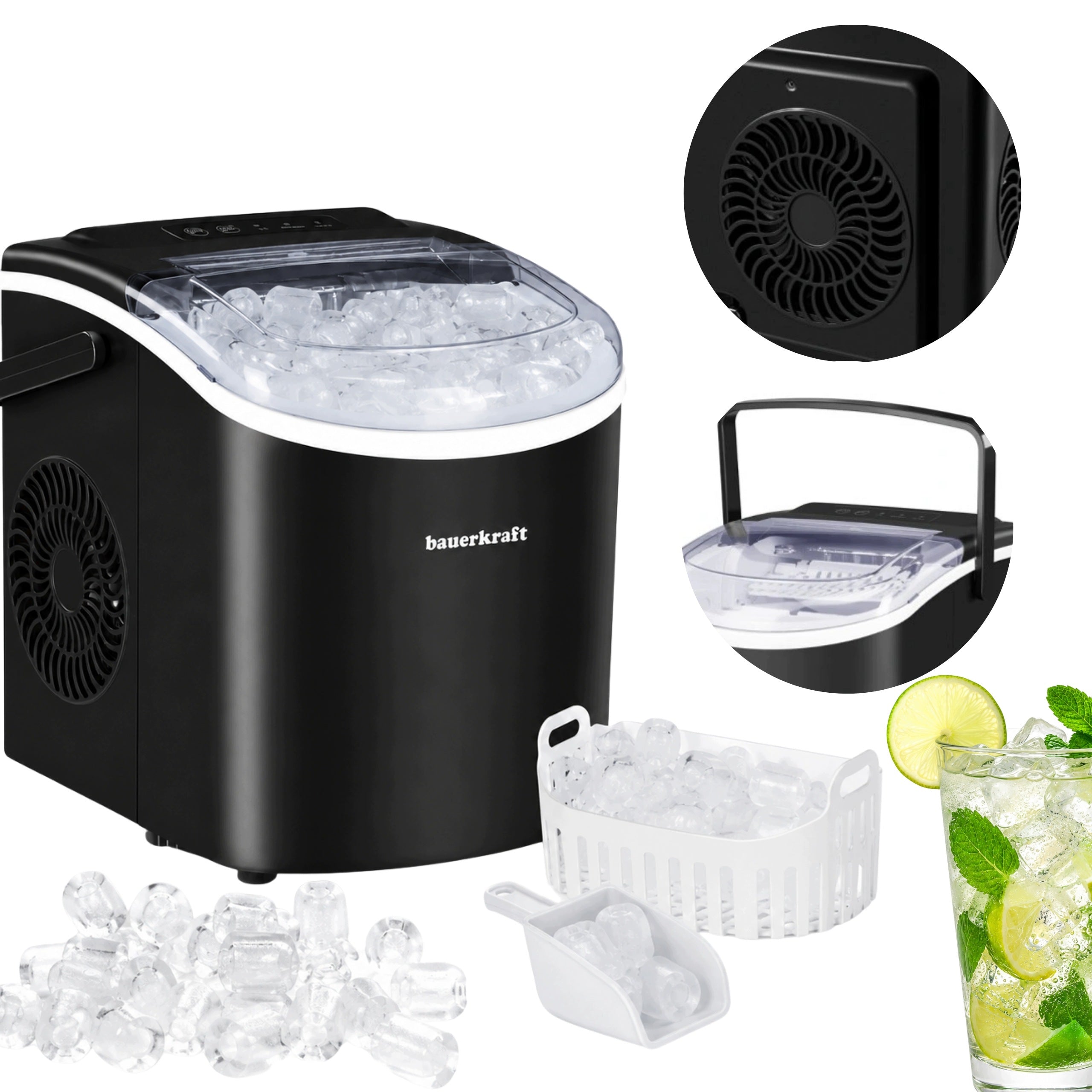 PREMIUM ICE MAKER 90W 12KG 1,3L SET ICE SPOON ICE BASKET