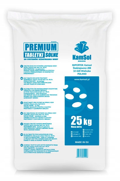 PREMIUM - SALT TABLETS FOR SOFTENERS 25KG - 99.9 % NaCl!!! Model nie występuje