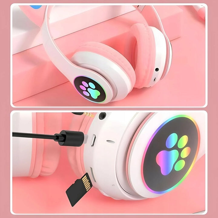 PREMIUM WIRELESS ON-EAR HEADPHONES FOR KIDS RGB CAT EARS BT LED Manufacturer code DC-kitty
