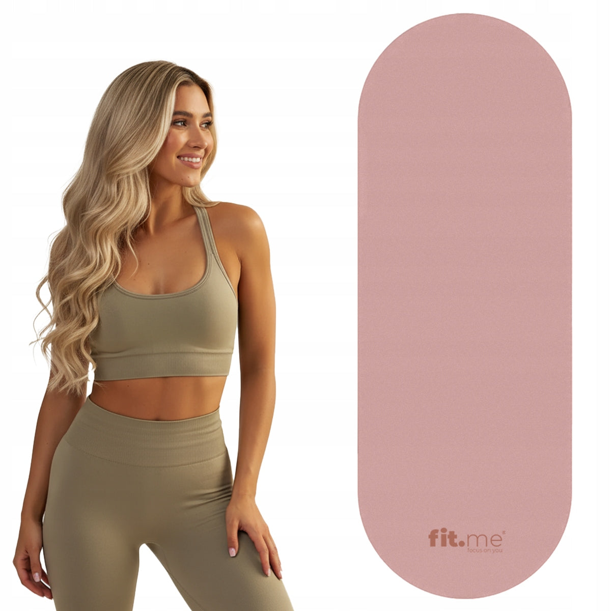 PREMIUM YOGA MAT OVAL NON-SLIP RUBBER PU FROSTED PINK FIT.ME