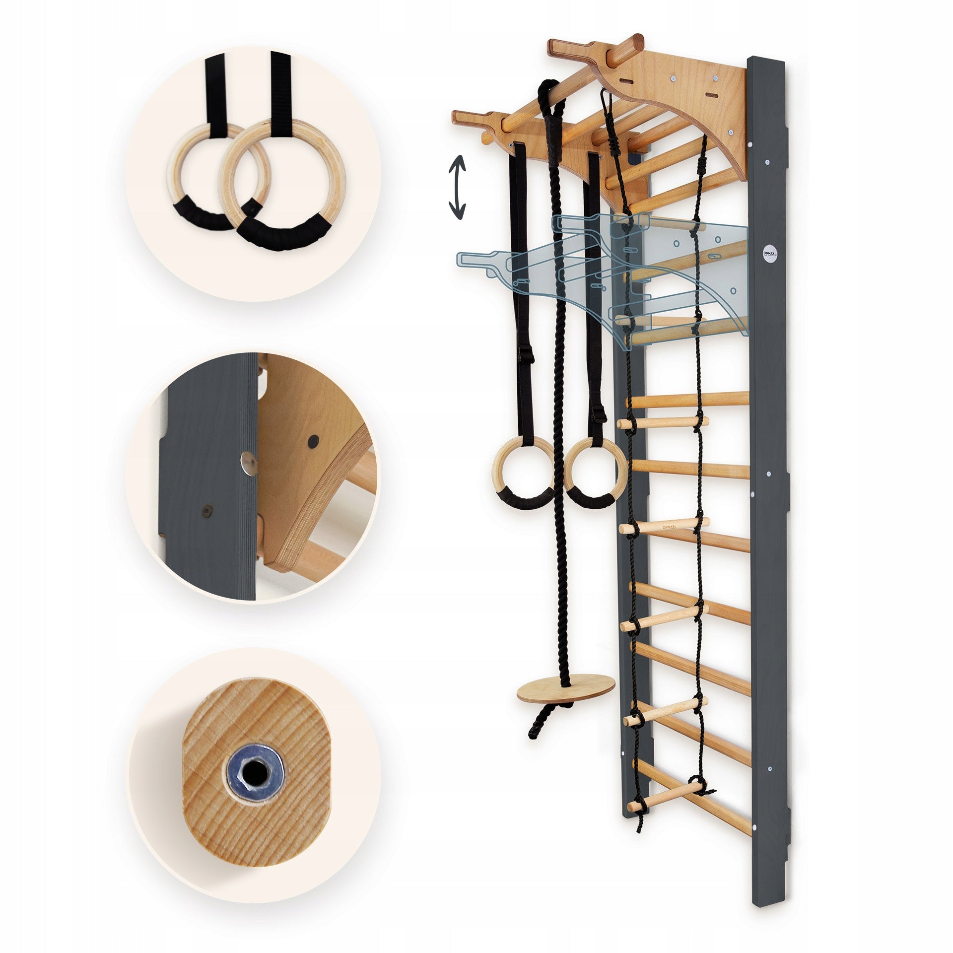 PREMIUM gymnastic ladder for exercise children adults BALANCE MAX graphite