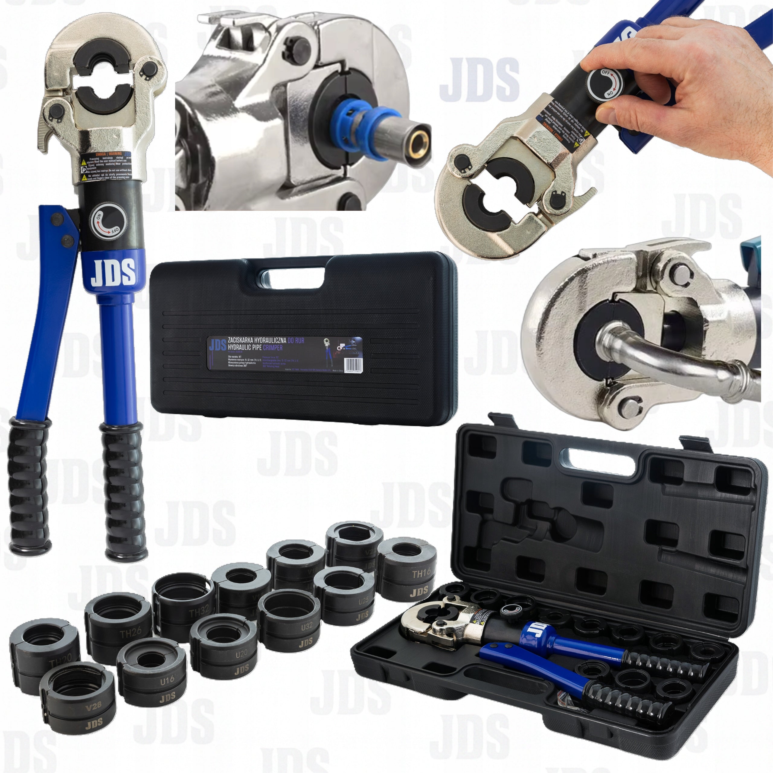 PRESS PIPE CRIMPER PEX HYDRAULIC SET OF 12 DIES TH U V 15-32mm Packaging status original