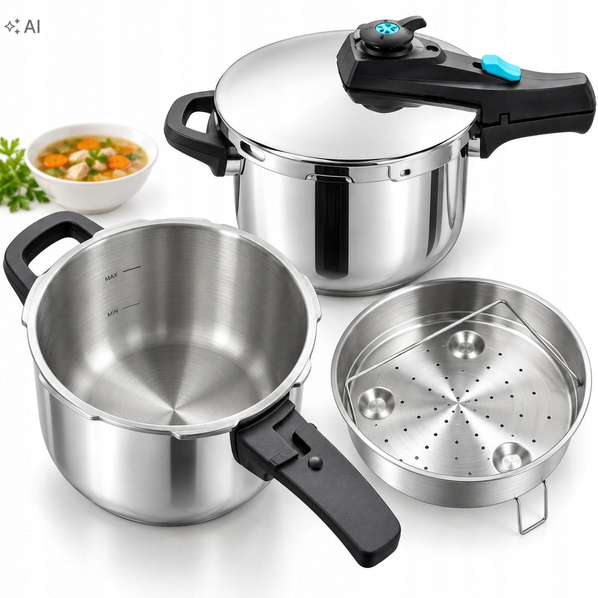 PRESSURE COOKER STAINLESS STEEL PRESSURE POT SOLID ROOMY 8L GAR