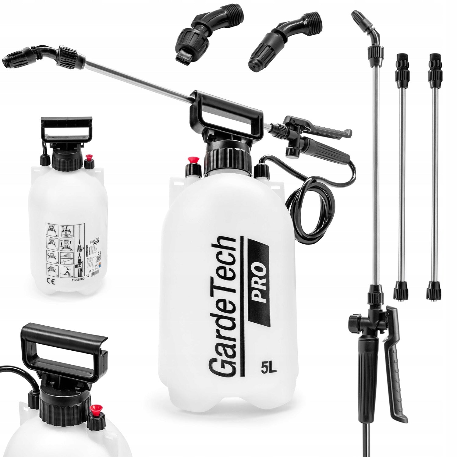 PRESSURE HAND SPRAYER 5L GARDETECH PRO LONG STEEL LANCE 128cm