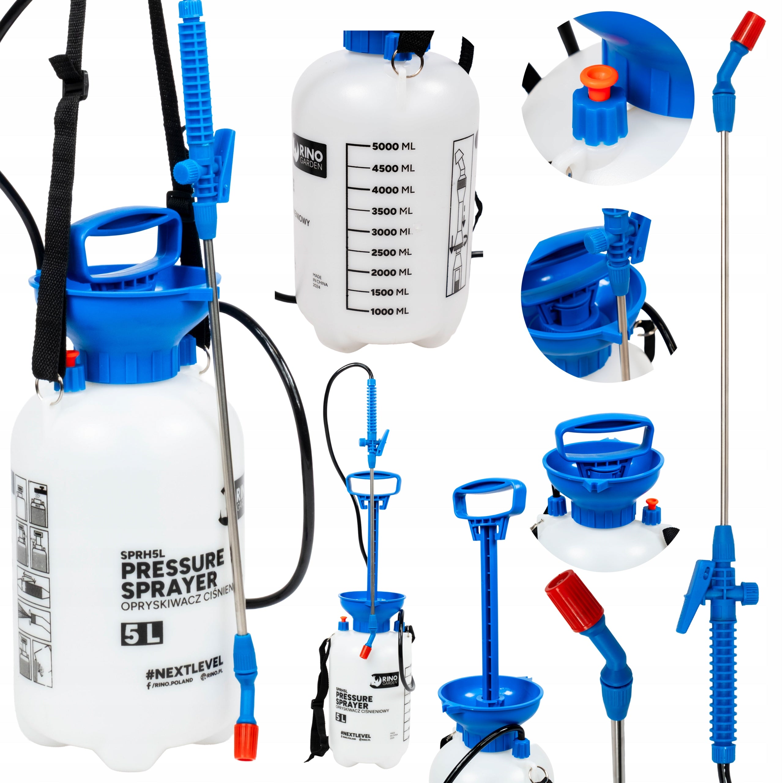 PRESSURE HAND SPRAYER 5L LONG LANCE GARDEN SPRAYER 155 CM