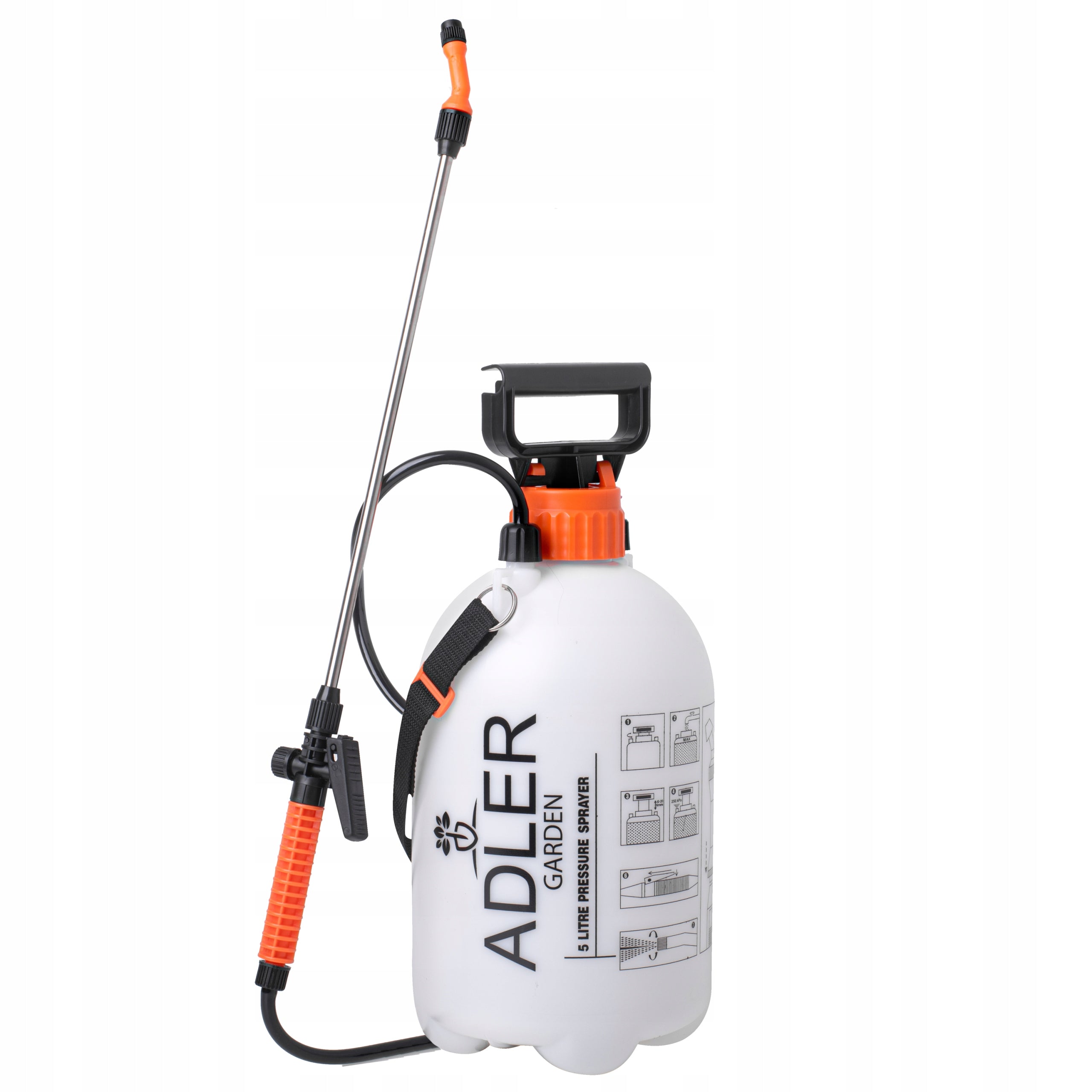 PRESSURE HAND SPRAYER ADJUSTABLE 5L LONG LANCE 43cm HOSE 130cm Packaging status original