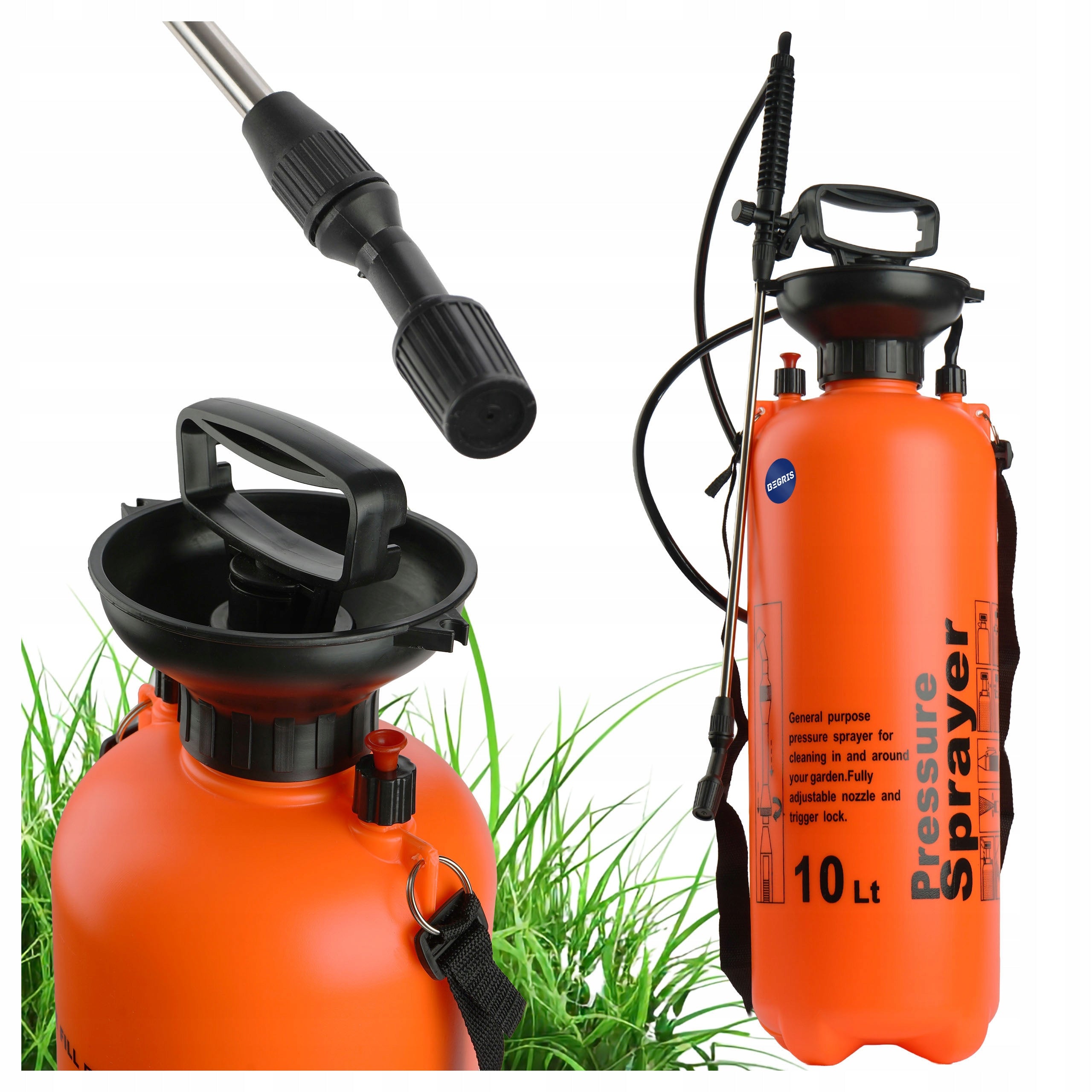 PRESSURE SPRAYER Begris Garden Handheld 10 L lance 57 cm Adjustable