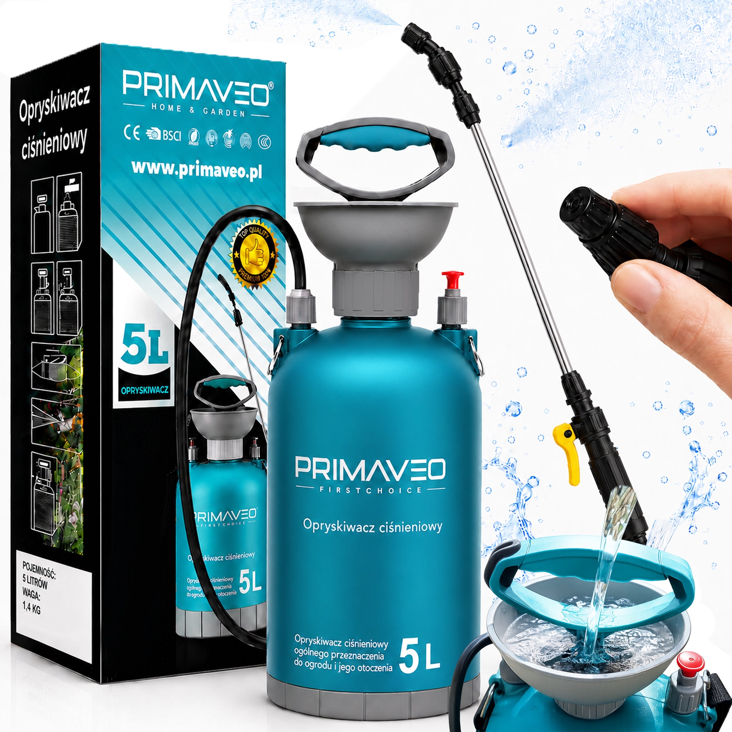 PRESSURE SPRAYER MANUAL GARDEN LANCE 98CM NOZZLE ADJUSTMENT 5L LIGHT