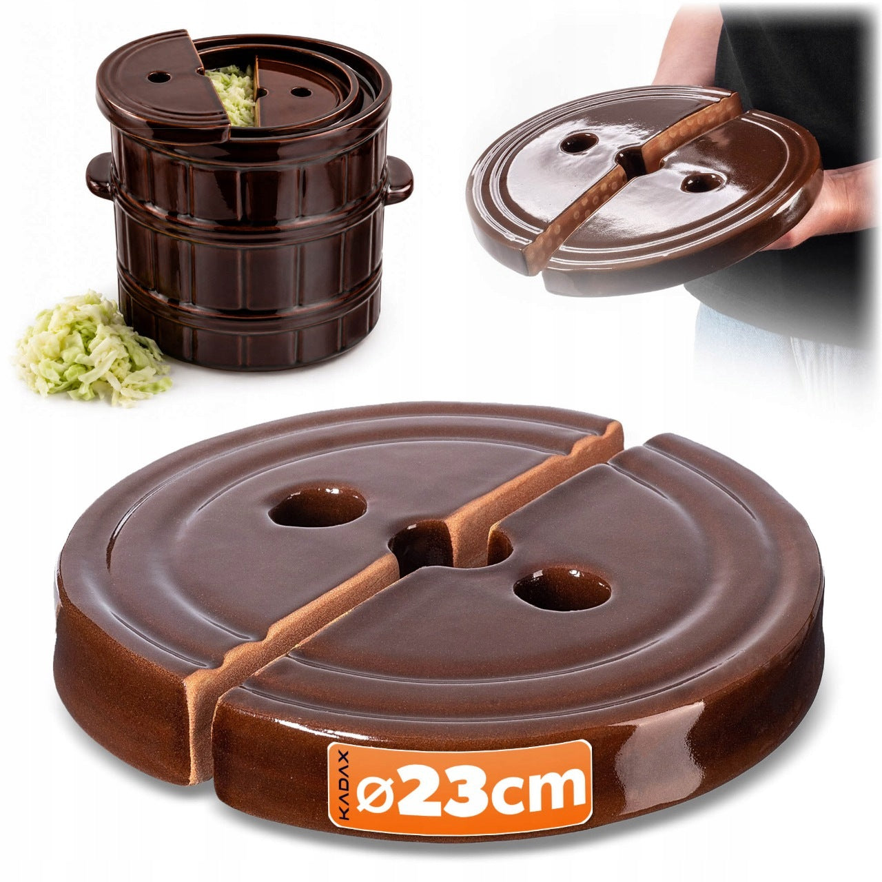 PRESSURE STONE FOR CABBAGE PICKLING BARREL CUCUMBERS STONEWARE 23 cm 2 pcs