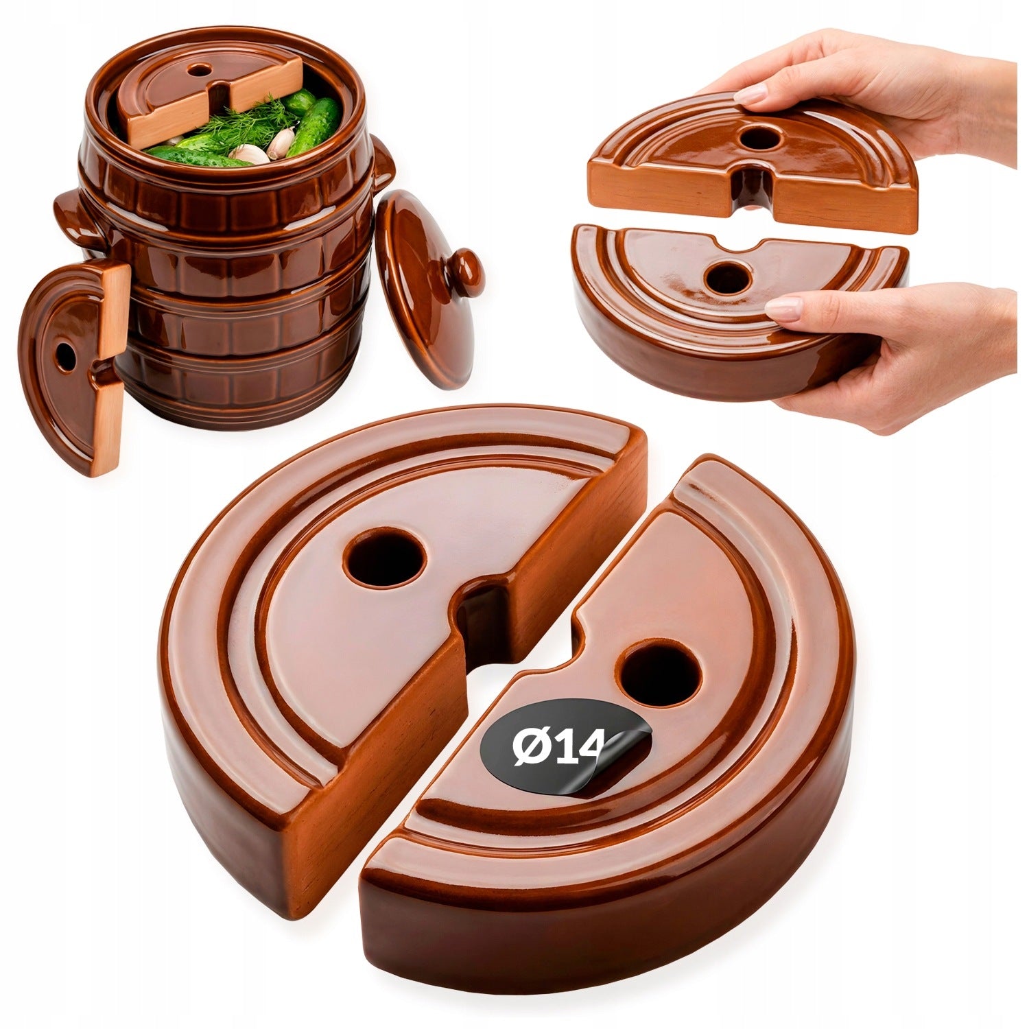 PRESSURE STONE FOR PICKLING CABBAGE CUCUMBERS WEIGHT FOR BARREL 14 CM