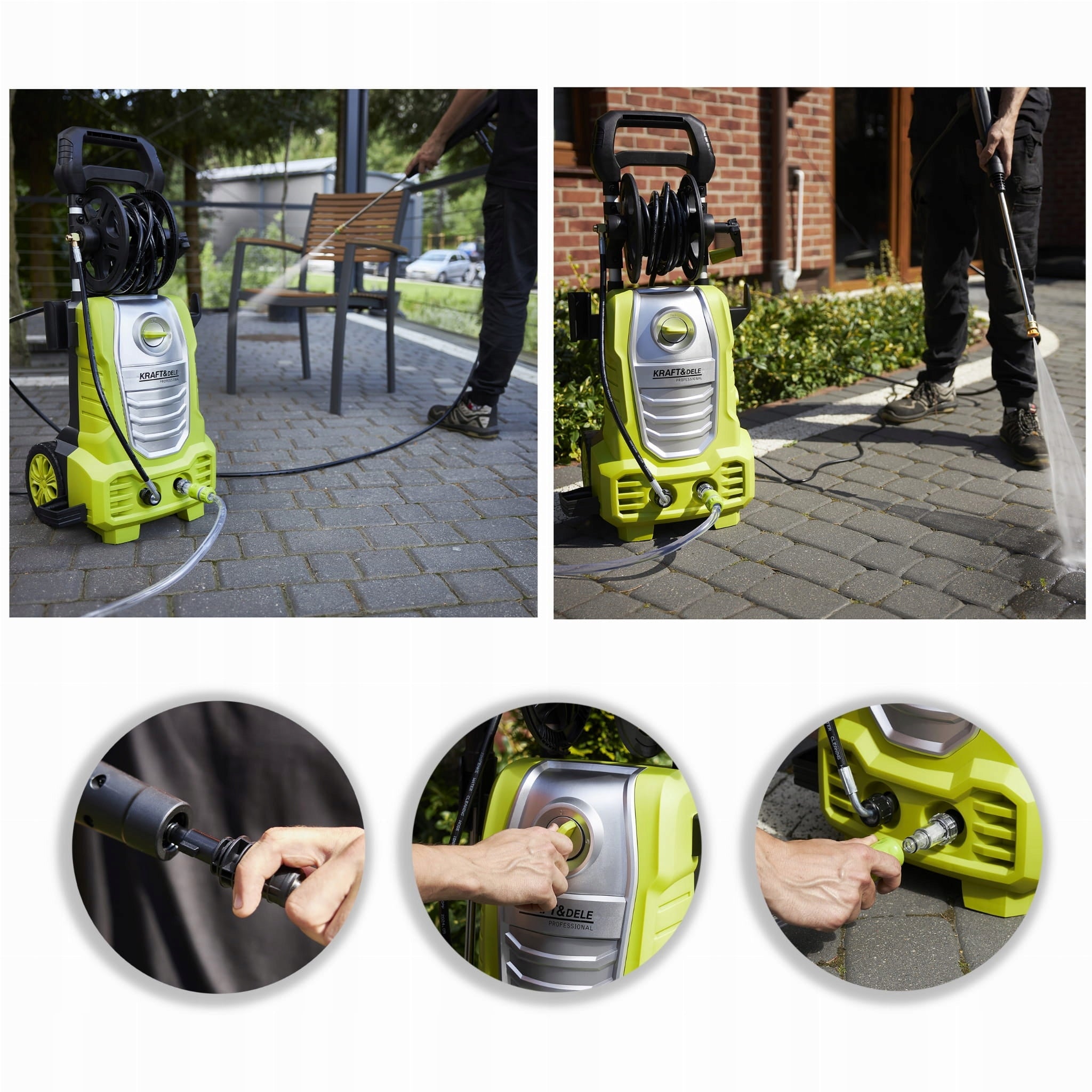 PRESSURE WASHER 280 BAR SELF-SUCTION PUMP 3000W HOSE RETRACTOR + LIQUID KARCHER Operating pressure 250 bar