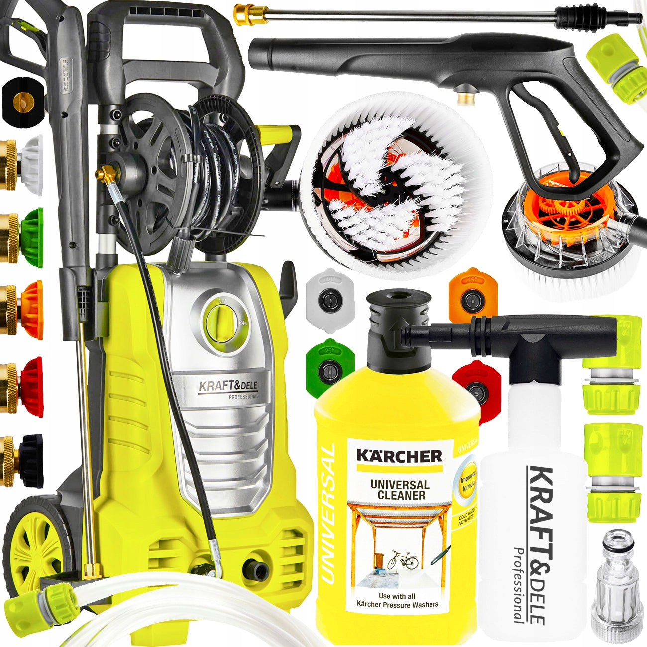 PRESSURE WASHER 280 BAR SELF-SUCTION PUMP 3000W HOSE RETRACTOR + LIQUID KARCHER