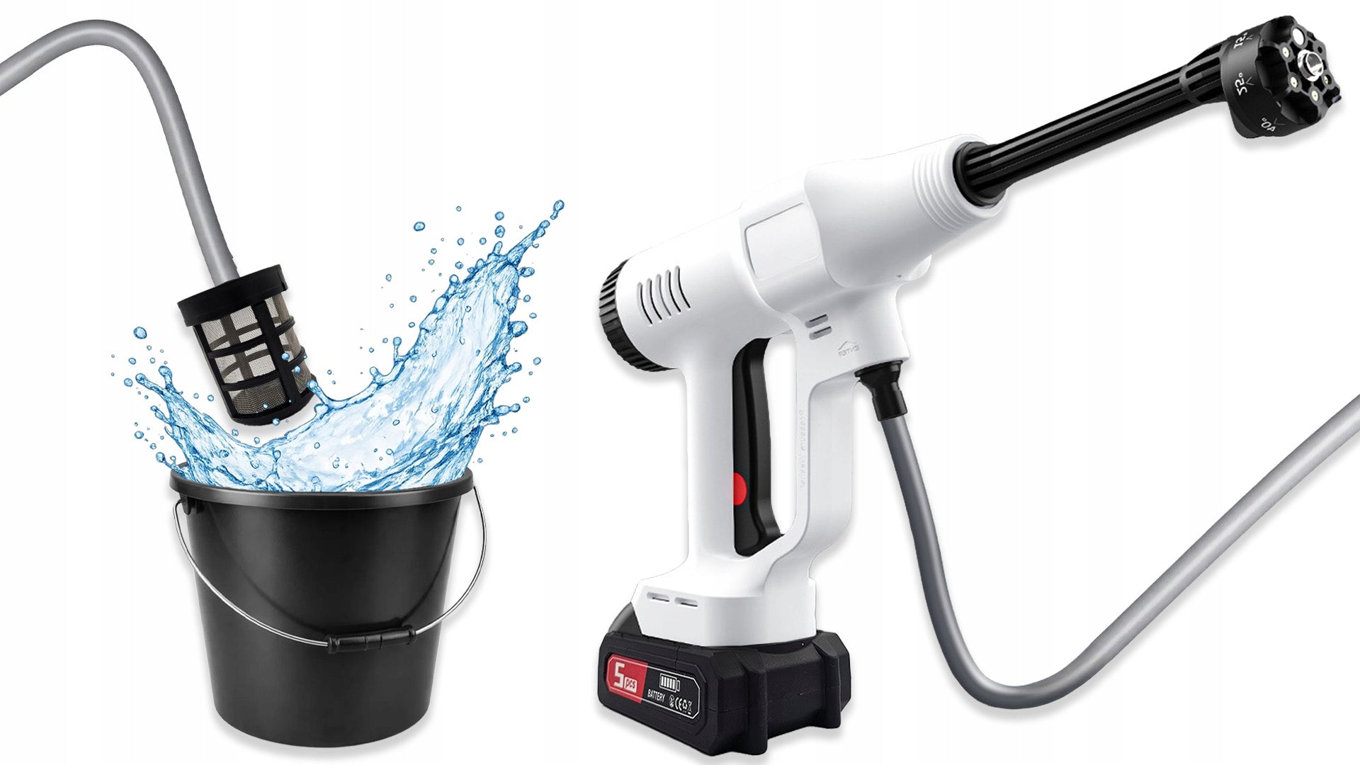 PRESSURE WASHER CORDLESS GARDEN MULTI NOZZLE 60 BAR 2X AKU SET Maximum pressure 60 bar